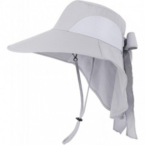 Sun Hats Men/Womens Foldable Flap Cover UPF 50+ UV Protective Wide Brim Bucket Sun Hat - Light Grey - CZ180OWAQAM $13.34