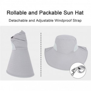 Sun Hats Men/Womens Foldable Flap Cover UPF 50+ UV Protective Wide Brim Bucket Sun Hat - Light Grey - CZ180OWAQAM $34.35