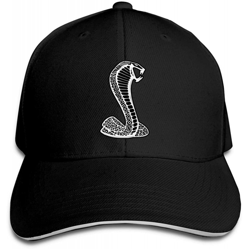 Baseball Caps Black Mustang Cobra Mens Baseball Caps Adjustable Peaked Sandwich Dad Hat - C818AE5L9LM $28.84