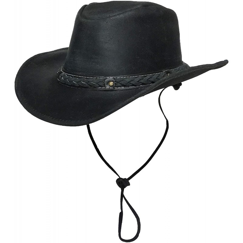 Cowboy Hats Leather Cowboy Hat Traders Down Under - Distressed Black - CR18QI3E46Y $83.71