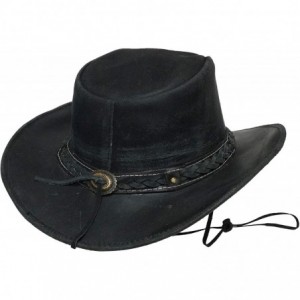 Cowboy Hats Leather Cowboy Hat Traders Down Under - Distressed Black - CR18QI3E46Y $83.71