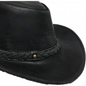 Cowboy Hats Leather Cowboy Hat Traders Down Under - Distressed Black - CR18QI3E46Y $42.36
