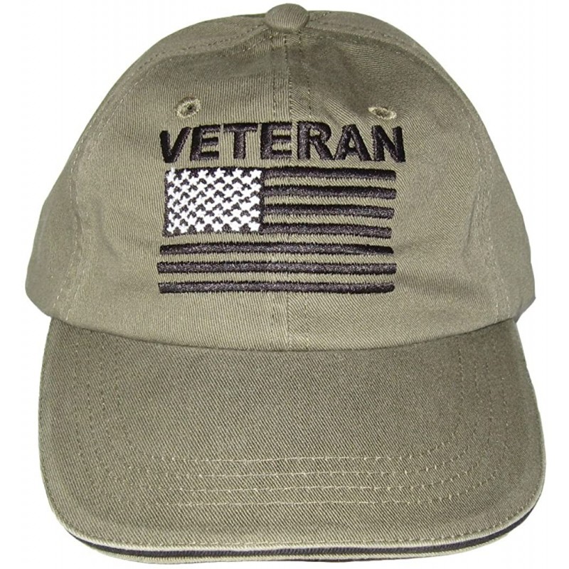 Baseball Caps Military Veteran Baseball Cap with U.S. Flag. OD Green or Khaki - Army Green - CJ1842ARI6Q $32.46