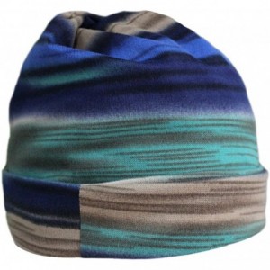 Skullies & Beanies Womens Winter Fleece Rainbow Stripes Slouchy Baggy Beanie Hat Cap Hood Hairband - Blue - CA12EQ4PQ01 $19.32