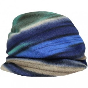 Skullies & Beanies Womens Winter Fleece Rainbow Stripes Slouchy Baggy Beanie Hat Cap Hood Hairband - Blue - CA12EQ4PQ01 $19.32