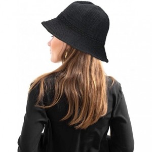 Bucket Hats Winter Bucket Hat- Women's Warm Knitted Hats Cloche Bucket Hat Knitted Wool Blend Foldable Hat for Women - Black ...