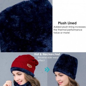 Skullies & Beanies Women Men Reversible Winter Warm Knit Hat Ski Cap Fleece Neck Warmer Circle Loop Scarf Soft Plush Lined - ...