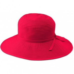 Sun Hats Women's Ribbon Medium Brim Floppy - Red - C2118HQK0PL $28.20