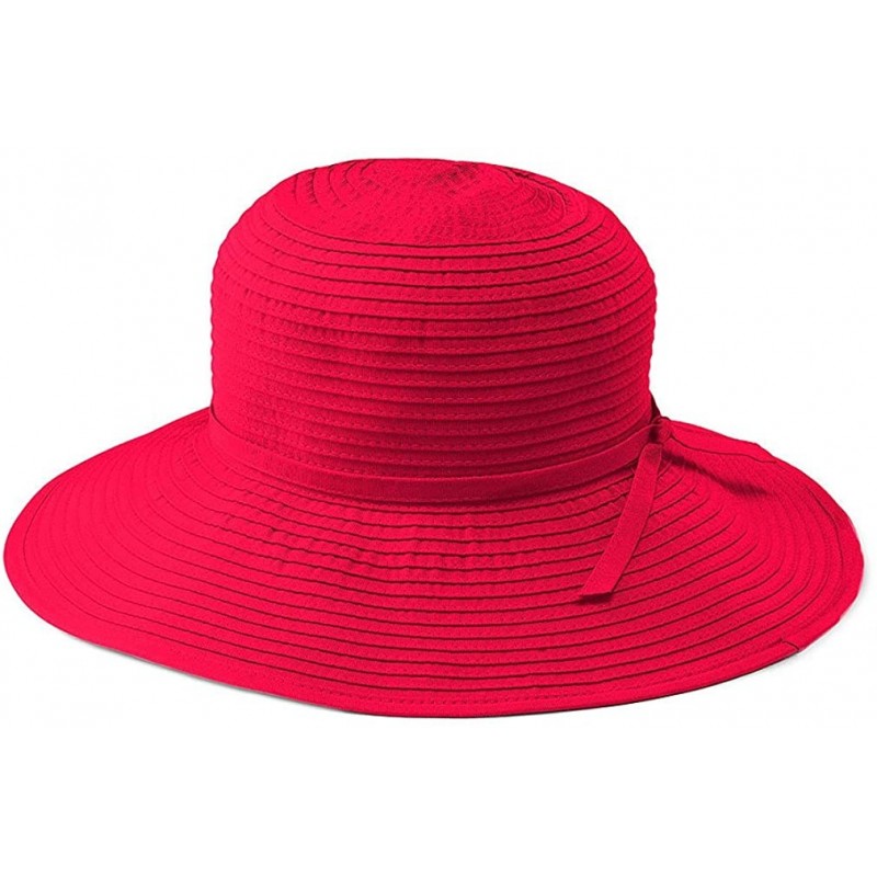 Sun Hats Women's Ribbon Medium Brim Floppy - Red - C2118HQK0PL $74.64