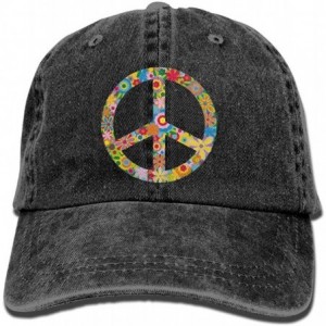 Baseball Caps Colorful Flowers Peace Sign Unisex Cowboy Hat Design for Man and Woman - Black - C4183NG233S $25.66