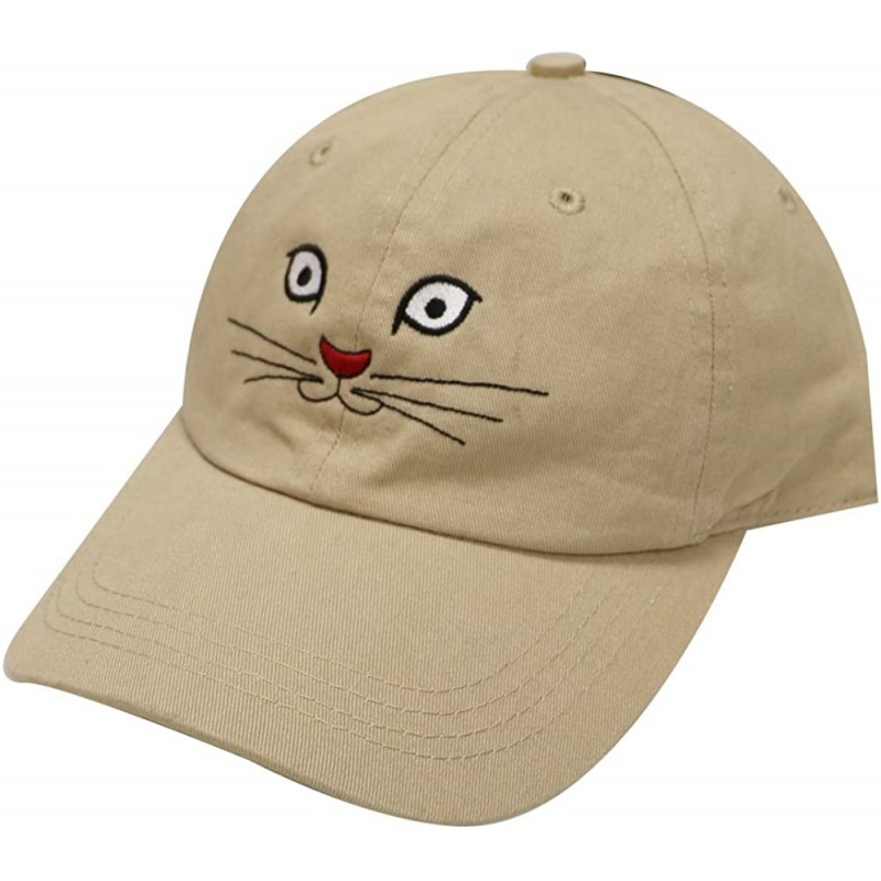 Baseball Caps Cat Face Cotton Baseball Caps - Khaki - CS17Z5I2ER7 $14.76