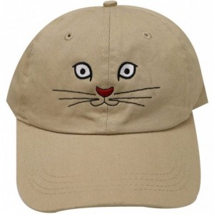 Baseball Caps Cat Face Cotton Baseball Caps - Khaki - CS17Z5I2ER7 $25.52