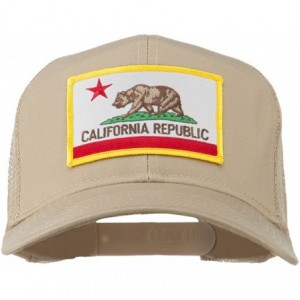 Baseball Caps California State Flag Patched Twill Mesh Cap - Khaki - CI11QLM8WUD $19.81
