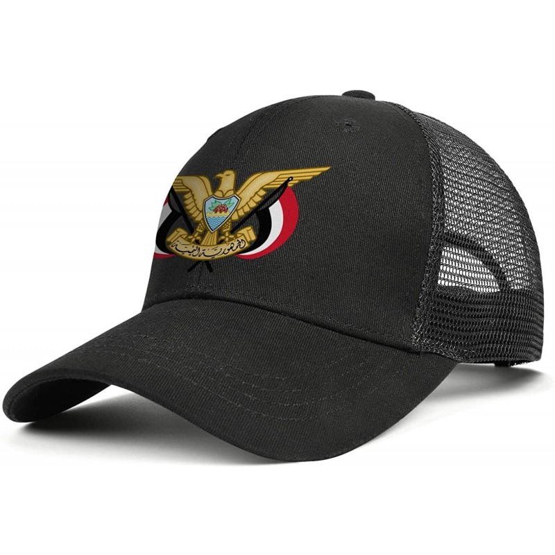 Baseball Caps Unisex Duck Tongue Hat Oklahoma Flag Adjustable Dad Sandwich Mesh Cap - Yemen National Emblem - CC18ULMLY7T $23.78