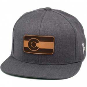 Baseball Caps 'The Colorado' Leather Patch Hat Snapback - Charcoal - CG18IGOR7LN $54.60