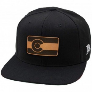 Baseball Caps 'The Colorado' Leather Patch Hat Snapback - Charcoal - CG18IGOR7LN $55.24