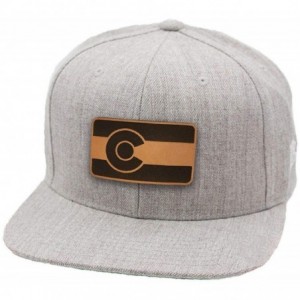 Baseball Caps 'The Colorado' Leather Patch Hat Snapback - Charcoal - CG18IGOR7LN $22.86