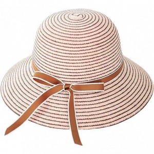Sun Hats Girls Flower Straw Hat Large Brim Beachwear Sunhat Floral Tea Party Cap - Pink D - C6193MXA2KZ $14.41