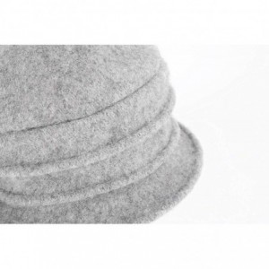 Bucket Hats Womens Girls Warm Wool Cloche Round Hat Wrinkled Floral Fedora Bucket Vintage Hat for Ladies - Light Gray - CZ18K...