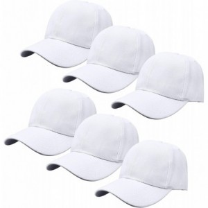 Baseball Caps Plain Blank Baseball Caps Adjustable Back Strap Wholesale Lot 6 Pack - White - CJ180Z9KSTR $35.28