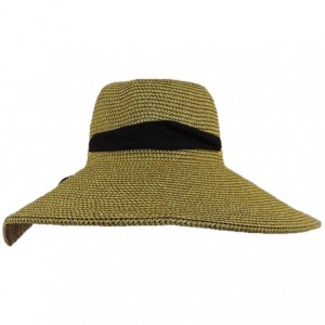Sun Hats Brown Two Tone Wide Brim Floppy Packable Sun Hat with Black Sash - CL11KWYM7MP $28.03