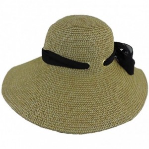 Sun Hats Brown Two Tone Wide Brim Floppy Packable Sun Hat with Black Sash - CL11KWYM7MP $11.42