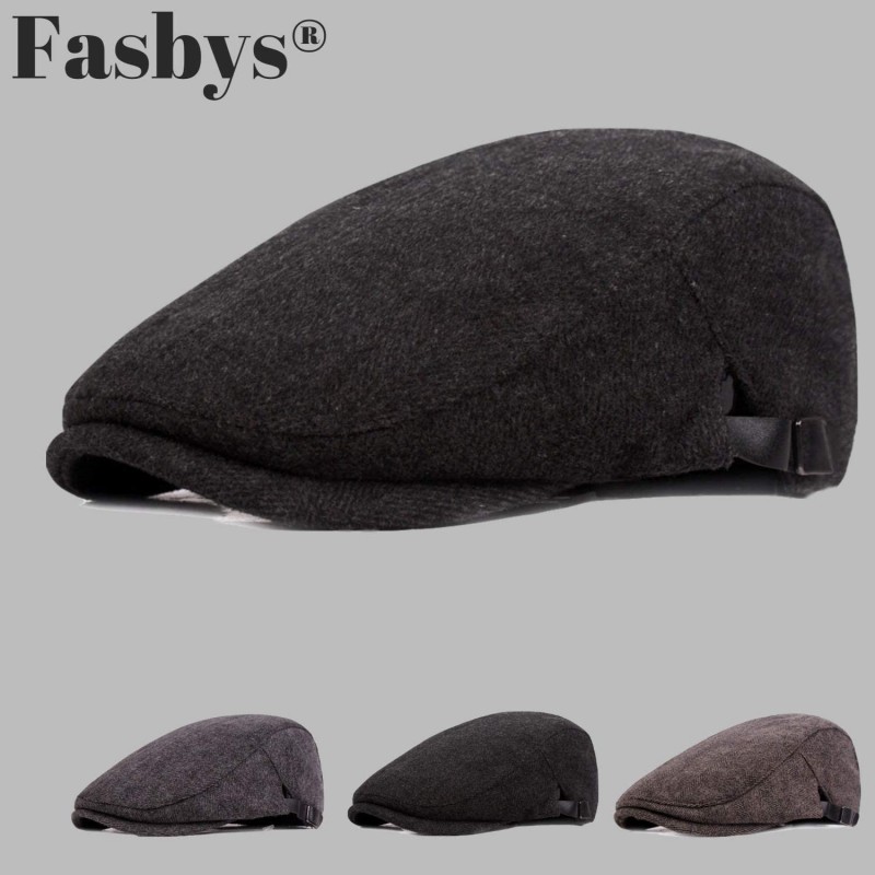Men's Classic Cotton Flat Ivy Gatsby Cabbie Newsboy Cap Hat - Black ...