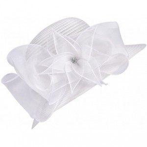 Sun Hats Womens Kentucky Derby Floral Wide Brim Church Dress Sun Hat A323 - White - CK12EEHXMSN $33.43