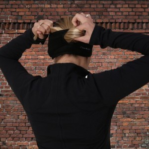 Balaclavas Women's Ponytail Headband - Fleece Earband - Winter Running Headband - Black / Black - CP113V2WRYD $27.46