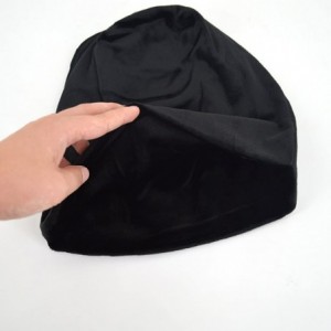 Skullies & Beanies Women Girls Velvet Beanies Hat Baggy Slouchy Beret Cap Stretchable Hat - Black - CF18HOEAD43 $8.39