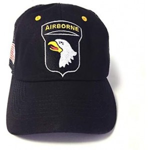 Baseball Caps 101st Airborne Division Low Profile Hat Cap Black Yellow Mesh Trucker Style - CQ194I5A47R $49.69