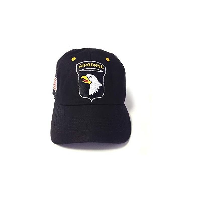 101st Airborne Division Low Profile Hat Cap Black Yellow Mesh Trucker ...