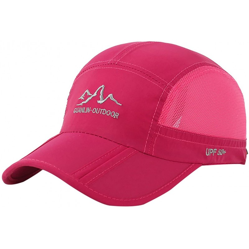 Bucket Hats Unisex Mesh Brim Tennis Cap Outside Sunscreen Quick Dry Adjustable Baseball Hat - B-rose Red - CL18D37QGKQ $32.27