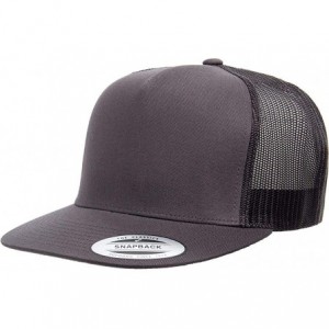 Baseball Caps Yupoong 6006 Flatbill Trucker Mesh Snapback Hat with NoSweat Hat Liner - Charcoal - CR18O80T6ZT $16.34