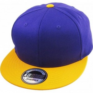 Baseball Caps Classic Snapback Hat Blank Cap - Cotton & Wool Blend Flat Visor - (4.8) Purple Gold - C018IDEN6M7 $25.97