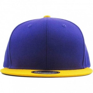 Baseball Caps Classic Snapback Hat Blank Cap - Cotton & Wool Blend Flat Visor - (4.8) Purple Gold - C018IDEN6M7 $23.38