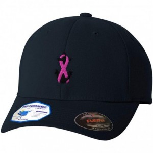 Baseball Caps Custom Flexfit Hats for Men & Women Breast Cancer Ribbon & Anchor Embroidery - Dark Navy Design Only - CV18TMCY...