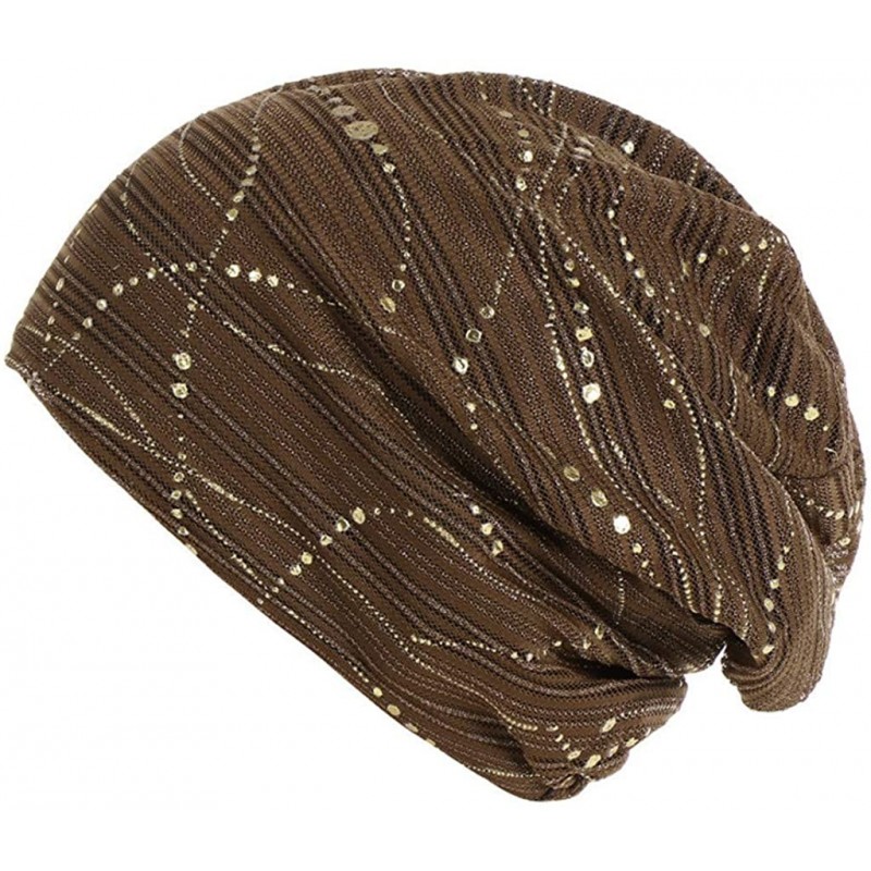 Newsboy Caps Women Muslim Soft Hat- Lace Cross Bonnet Hijab Turban Hat Chemo Cap (Many Color for Choose) - Coffee - C418RYX8G...