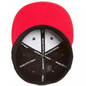 Baseball Caps Premium 210 Flexfit Fitted Flatbill Hat with NoSweat Hat Liner - Black/Red - CQ18O953QAL $15.33
