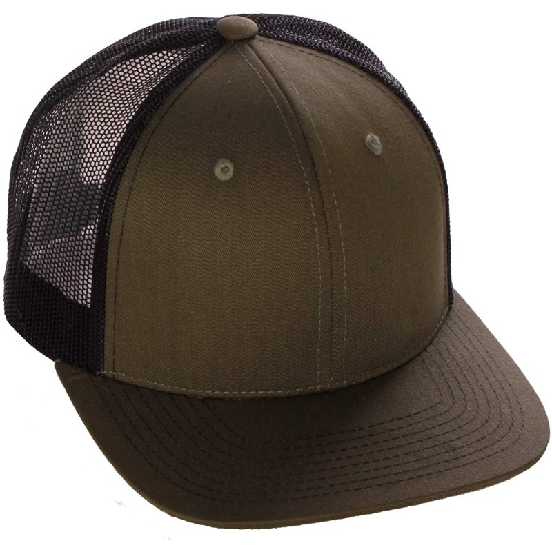 Baseball Caps Vintage Retro Style Plain Two Tone Trucker Hat Adjustable Snapback Baseball Cap - Olive Black - CS18HM9GDIY $21.64