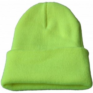 Skullies & Beanies Neutral Winter Fluorescent Knitted hat Knitting Skull Cap - Fluorescent Yellow - CE187W3A5ST $23.08
