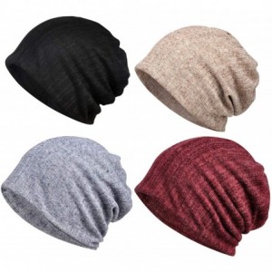 Skullies & Beanies Cotton Fashion Beanies Chemo Caps Cancer Headwear Skull Cap Knitted hat Scarf for Women - 4pack-c - CL18S8...