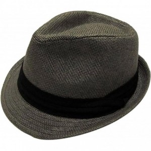 Fedoras Men/Women Classic Lightweight Straw Fedora Hat w/Band - Grey - CF180EKSR68 $29.68
