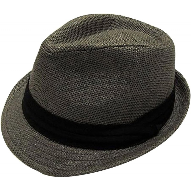 Fedoras Men/Women Classic Lightweight Straw Fedora Hat w/Band - Grey - CF180EKSR68 $13.23