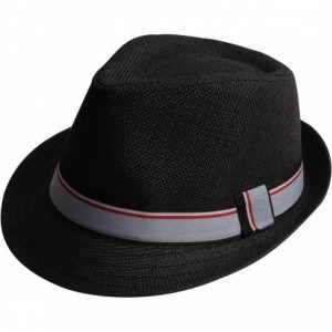 Fedoras Fedora Hats for Men & Women Tribly Short Brim Summer Paper - 04 - Black - CE18W4Z0OGN $20.87