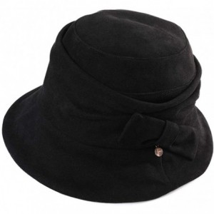 Berets Womens Winter Bucket Derby Gatsby Vintage 1920s Round Bowler Church Hat Fall 55-59cm - 99088-black - CC18IID9C45 $40.38