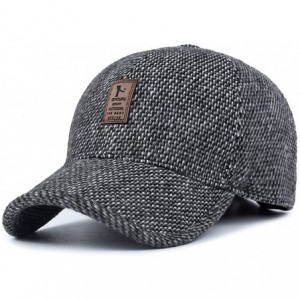 Skullies & Beanies Men's Warm Wool Woolen Tweed Peaked Baseball Caps Hat with Fold Earmuffs Warmer - Gray - CN12O9Q5P1M $10.56