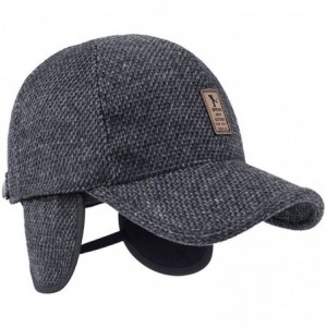 Skullies & Beanies Men's Warm Wool Woolen Tweed Peaked Baseball Caps Hat with Fold Earmuffs Warmer - Gray - CN12O9Q5P1M $21.38