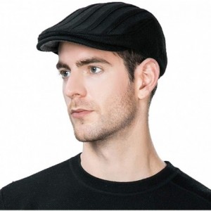 Newsboy Caps Mens Wool Newsboy Cap Fitted Winter Irish Flat Cap - Black69148 - CJ18IL92R8E $46.19