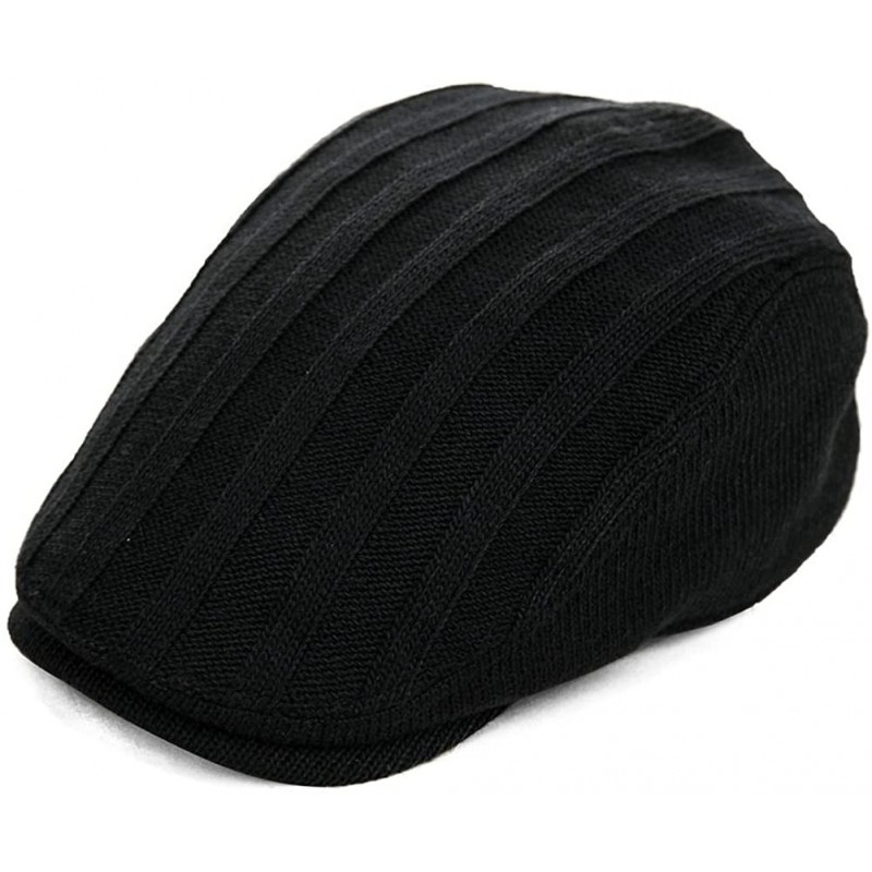 Mens Wool Newsboy Cap Fitted Winter Irish Flat Cap - Black69148 ...